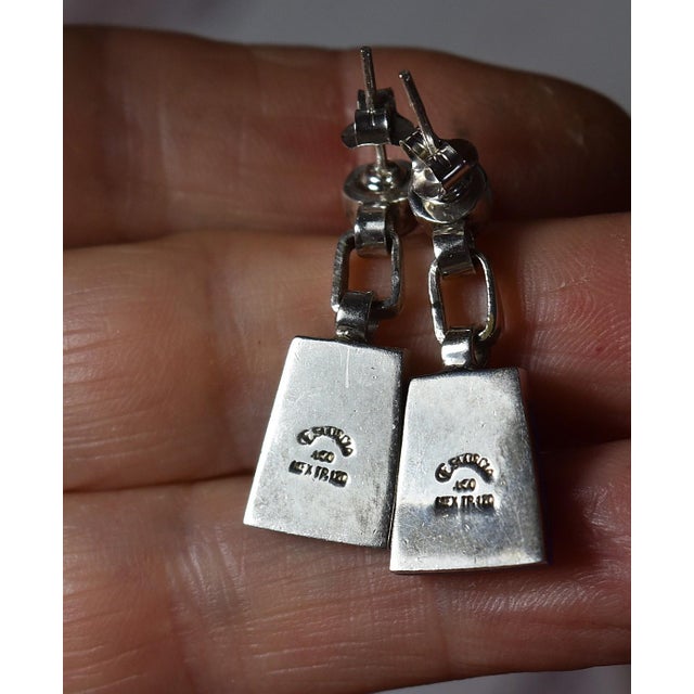 Vintage Escorcia Sterling Silver Lapis Inlaid Dangle Post Earrings, A Pair For Sale - Image 11 of 17