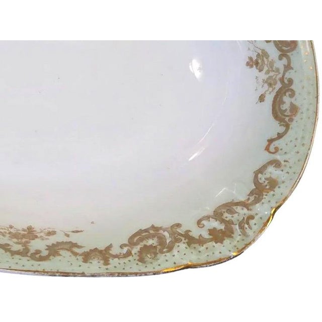 Antique Elite Works Limoges 10" Oval Serving Bowl - Gilded Scrolls & Celadon Dot Border For Sale - Image 14 of 15
