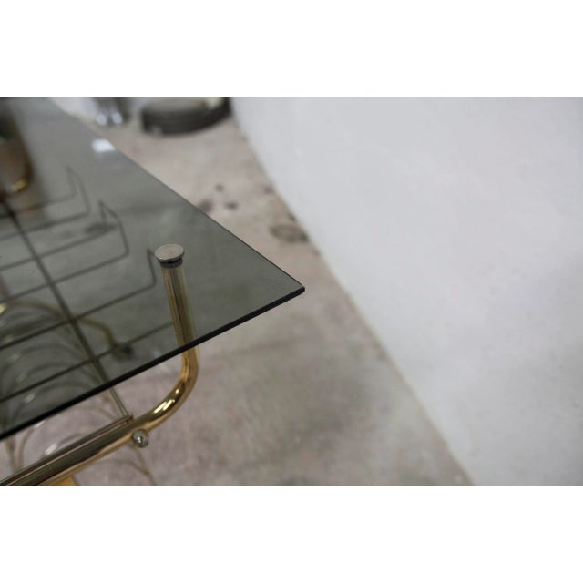 1970s Vinyl Furniture Trolley with Wheels and Smoked Glass, 1970 For Sale - Image 5 of 11