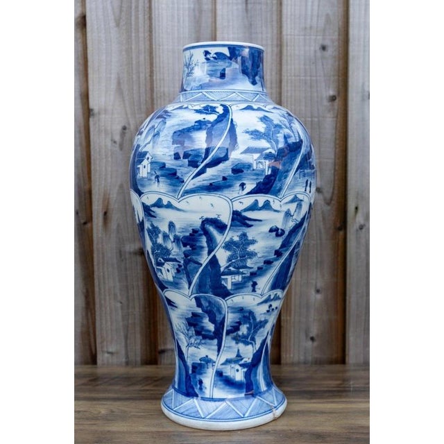 Ceramic Large Antique Chinese Blue and White Porcelain Vase, 1800s For Sale - Image 7 of 18