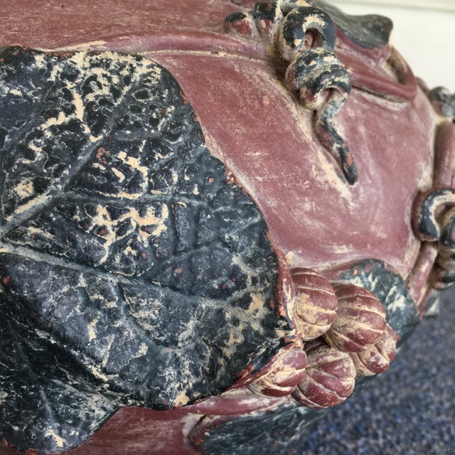 Rustic Terra Cotta Grape Detail Clay Vase For Sale In Atlanta - Image 6 of 6