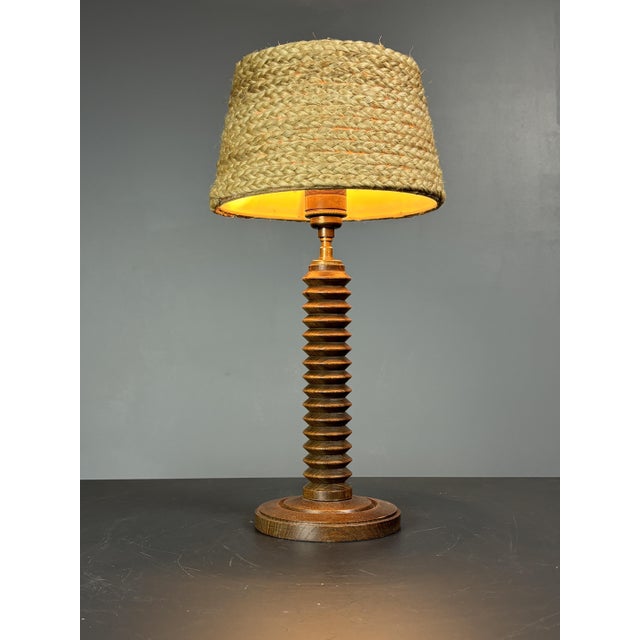 Mid-Century French Brutalist Turned Wood Table Lamp in the Style of Charles Dudouyt, 1950s For Sale - Image 12 of 15