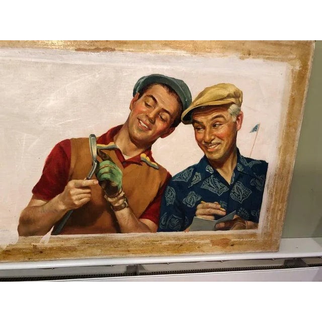 1950s Signed Norman Rockwell Style Painting of Golfers by Victor Olsen For Sale - Image 9 of 13