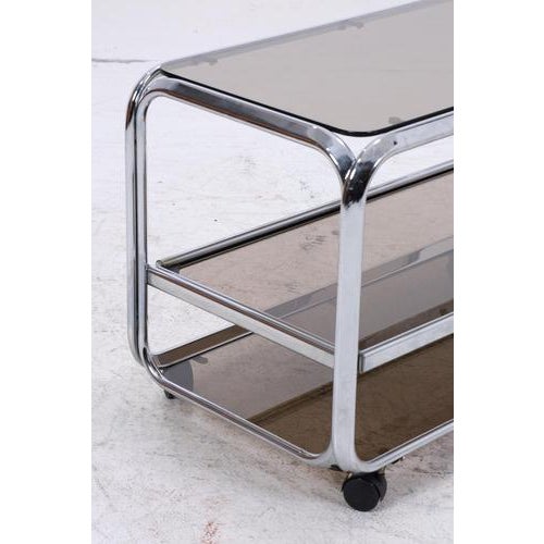 Mid-Century Chrome and Smoked Glass Serving Trolley, 1970s For Sale - Image 11 of 15