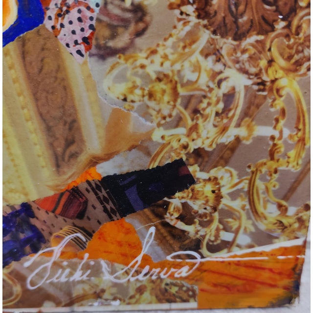 Abstract Vintage Vibrant Floral Hibiscus Collage Original Painting Signed by Vicki Silva For Sale - Image 3 of 13