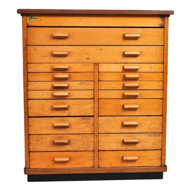 Vintage School Chest of Drawers in Beech, 1950s For Sale