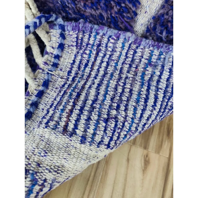 Cobalt Blue Geometric Wool Moroccan Beni Ourain Rug For Sale - Image 15 of 15