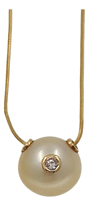 South Seas Pearl Slide Pendant 18k Gold Necklace