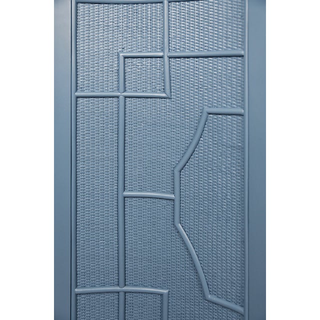 Not Yet Made - Made To Order Matthew Izzo Home Isabel Capri Blue Greek Key Design Rattan Overlay With Brass Accents For Sale - Image 5 of 8