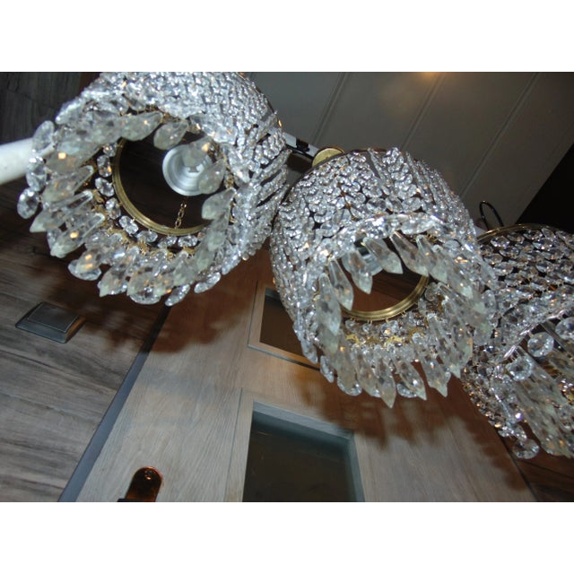 Goldenrod Antiqued Glass & Brass Pendant, 1970s For Sale - Image 8 of 11