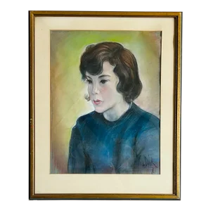 1970’s Pastel Portrait of Young Woman