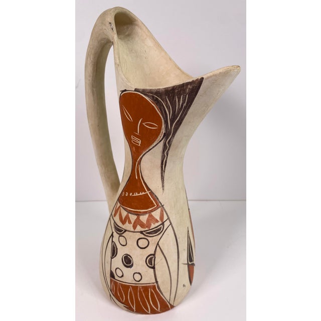 Mid 20th Century Julio Fajardo Colombian Modernist Ceramic Pitcher Vase, Ibagué, Figural Studio Pottery For Sale - Image 5 of 11