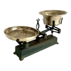 European Rustic Cast Iron Balance Scale W/ Original Brass Pans