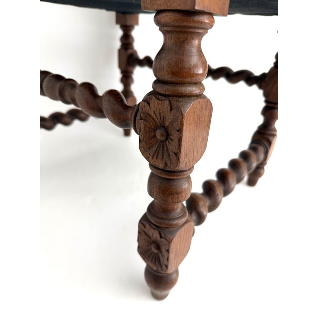 Wood 1920s French Jacobean Revival Walnut Stool W/ Barley Twist Legs For Sale - Image 7 of 9