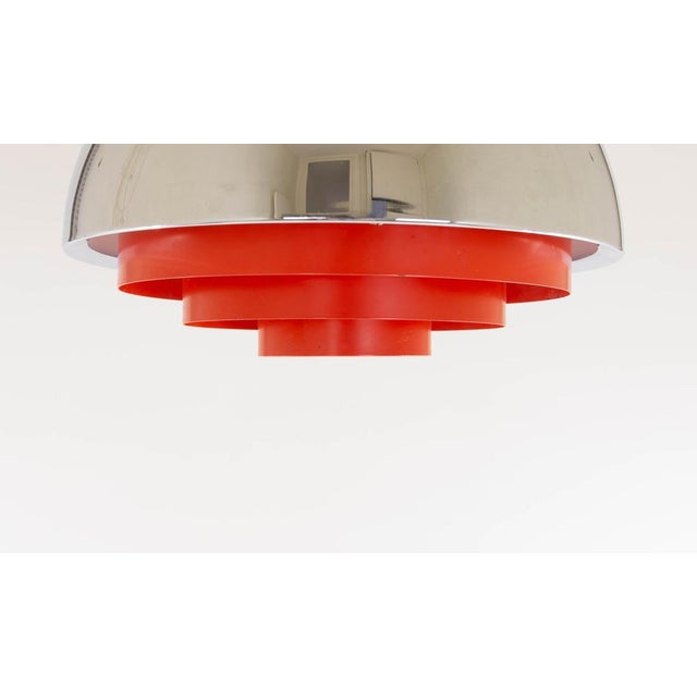Chrome and Red Milieu Pendant by Jo Hammerborg for Fog & Mørup, 1970s For Sale - Image 6 of 9