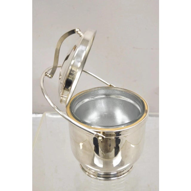 Mid-Century Modern Vintage Wallace Mid Century Modern Silver Plated Glass Lined Hinged Ice Bucket For Sale - Image 3 of 11