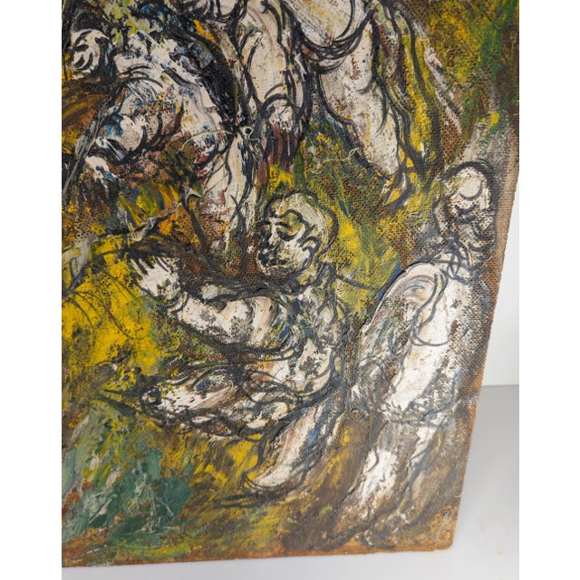 Wood Mid-Century Modern Abstract Expressionist Oil on Masonite Painting For Sale - Image 7 of 8