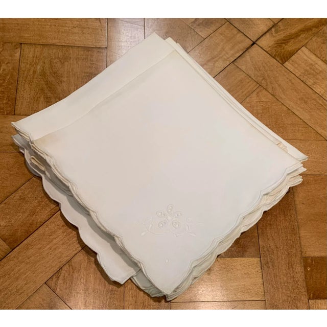 Traditional Antique Embroidered Dinner Napkins- Set of 12 For Sale - Image 3 of 7