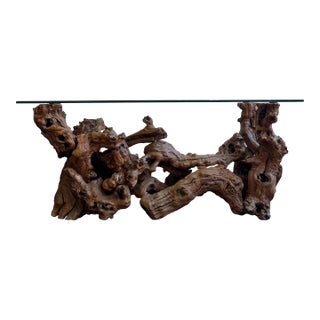 1970’s Free Form Burl Root Console Table For Sale