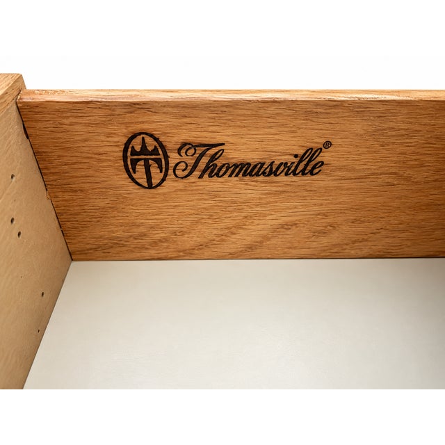 Brass Vintage Thomasville Faux Bamboo Highboy Dresser With Chinoiserie Fretwork & Brass Hardware For Sale - Image 8 of 8