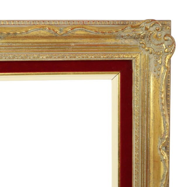 Vintage Baroque Style Gilt Frame in Red Velvet For Sale - Image 11 of 18