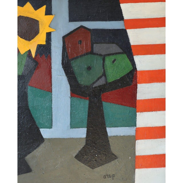 Mid-Century Modern 'The Striped Room' Vintage Still Life Oil Painting by Swedish Artist Bengt Orup (1916–1996), Framed For Sale - Image 10 of 13