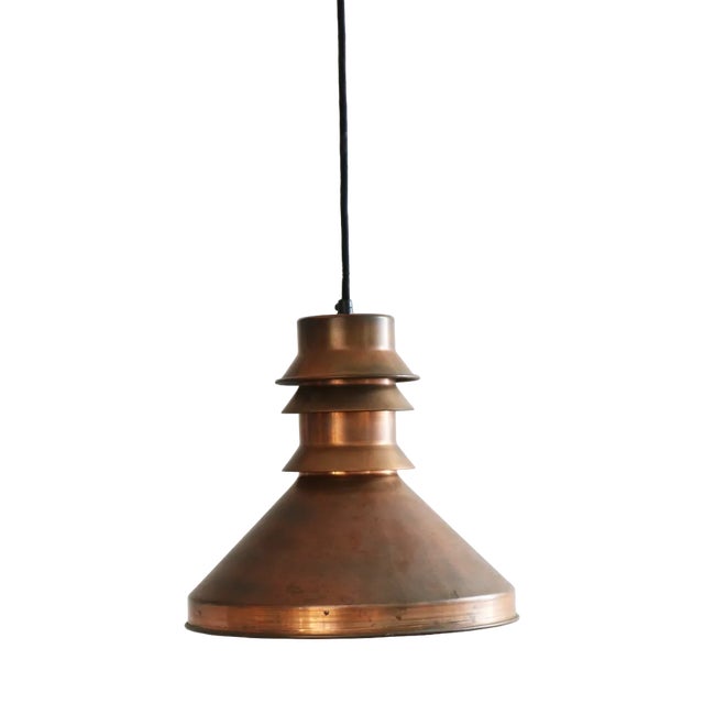 Vintage Danish Industrial Pendant Lamp in Copper, 1960s For Sale