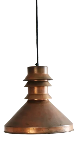 Vintage Danish Industrial Pendant Lamp in Copper, 1960s