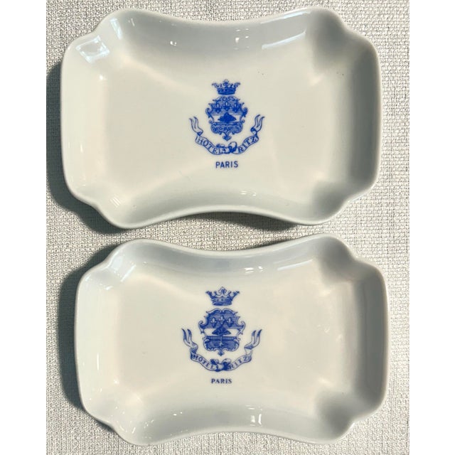 Mid-Century Modern MCM French 5-Star Luxury Ritz Paris Hotel White Milk Glass Ashtray Catchall Trinket Soap Dish For Sale - Image 3 of 11
