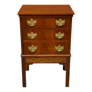 Mid 20th Century Kittinger Chinese Chippendale Style Mahogany Side Chest of Drawers