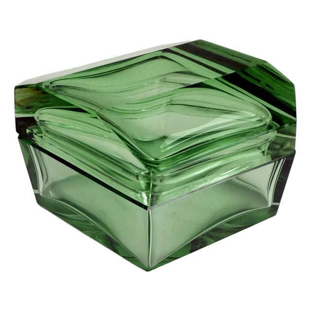 1930s Art Deco Faceted Glass Box For Sale