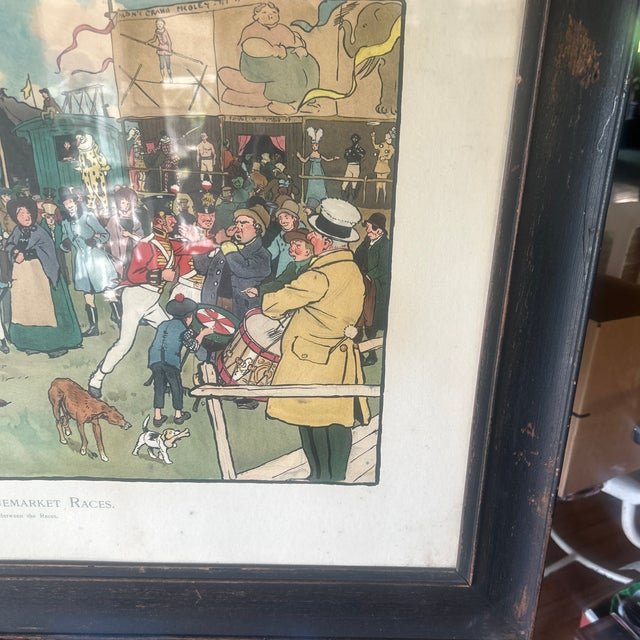 Early 20th Century 1901 Cecil Aldin Blue Market Races “Between the Races” Lithograph in Orig Frame For Sale - Image 5 of 6