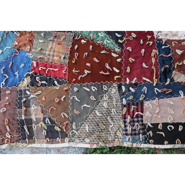 Graphic Antique Tied Quilt For Sale - Image 11 of 13