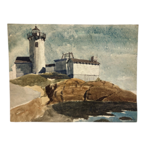 1960s “Light House” Watercolor Signed Carl Gustafson