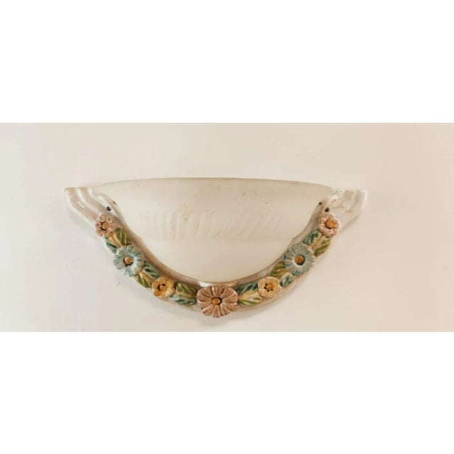 Ceramic Flower Wall Light with Glass, in Flawless conditions. Designed 1980 to 1989 Up to 250V (Europe/UK Standard).The...