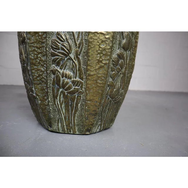 Art Nouveau Umbrella Stand in Hammered Embossed Copper, 1890s For Sale - Image 9 of 11