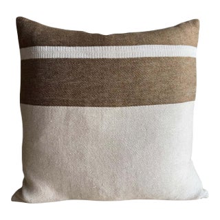 Railroad Stripe Belgian Linen Pillow With Insert For Sale