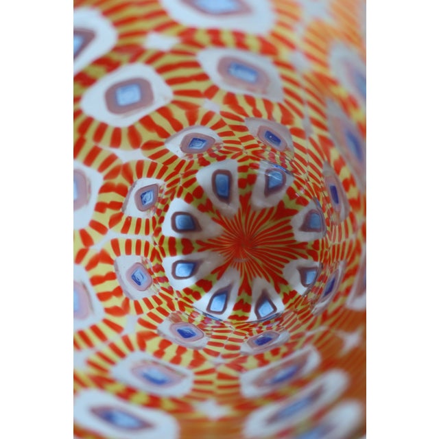 Early 21st Century Murano Murrine Glass Vase in Red, Chartreuse & Lilac For Sale - Image 5 of 5