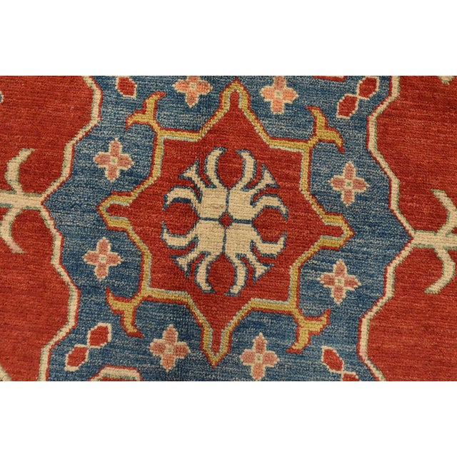 Red Kazak Rug 8’6” X 13’4” Red Wool Tribal Hand-Knotted Oriental Carpet For Sale - Image 8 of 15