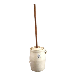 Antique Louisville Pottery Co. Indian Head Blue Cherokee Stoneware Butter Churn