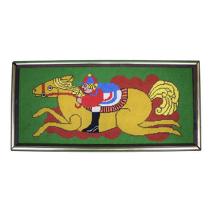 Hand-Needlepoint C1970s Jockey/ Racehorse Tray