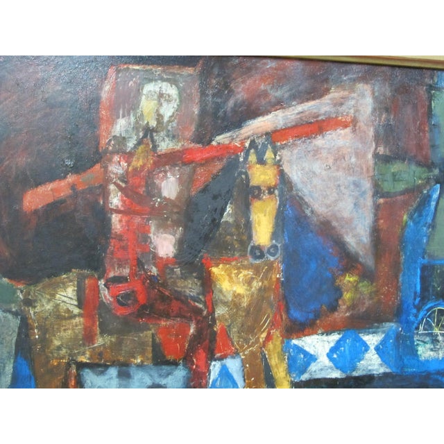 Mid-Century Modern Attributed to Agustin Ubeda Mid Century Modern Don Quixote Horse Oil Painting For Sale - Image 3 of 6
