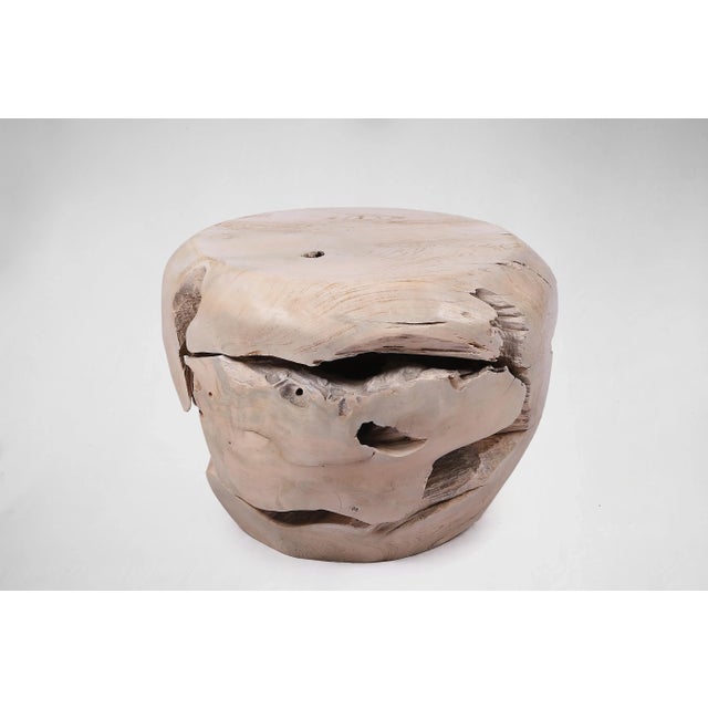 Bleached White Teak Root Accent or Side Table or Stool 30 For Sale - Image 4 of 6