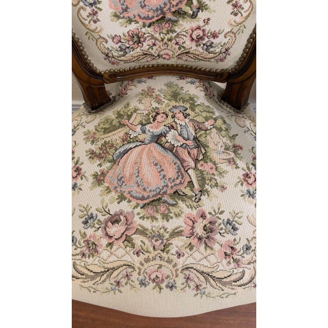 20 Century Chateau d'Ax Louis XV Tapestry Armchair For Sale - Image 12 of 12