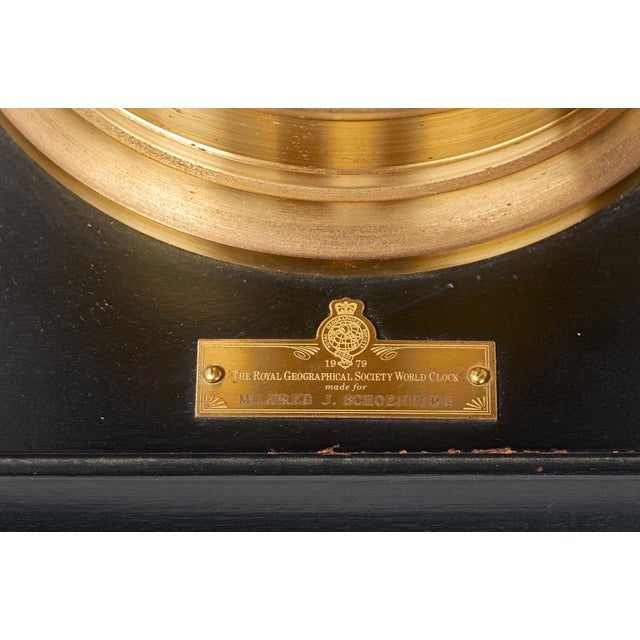 Black Vintage Royal Geographical Society World Clock With Globe - By Franklin Mint For Sale - Image 8 of 11