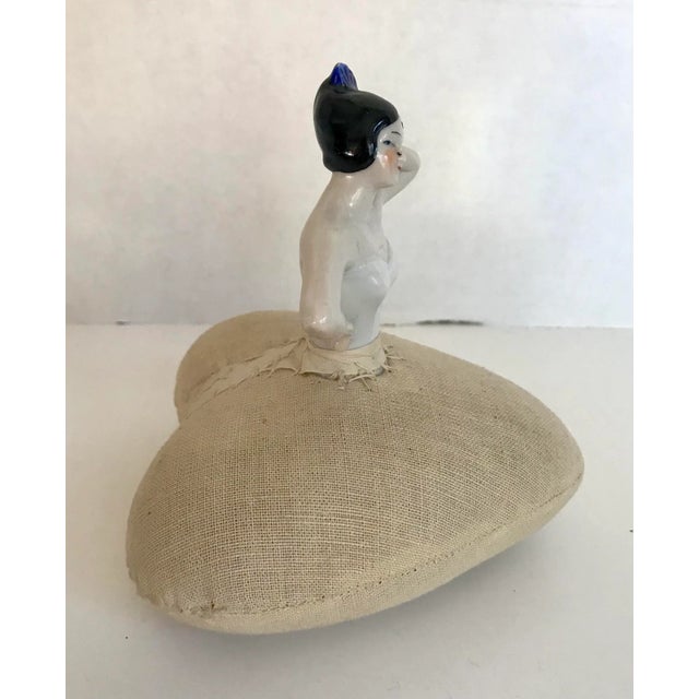 Victorian Vintage Porcelain Half Doll Pin Cushion For Sale - Image 3 of 9