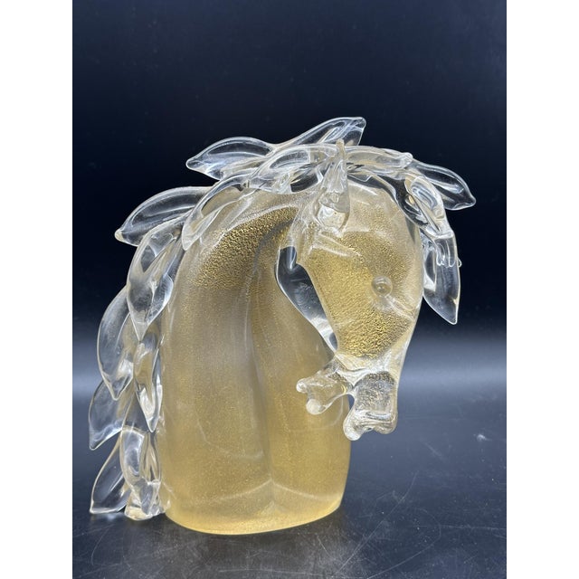 Horse Head Sculpture in Sommerso Glass and Gold by Archimede Seguso, Murano, 1950s For Sale - Image 11 of 11