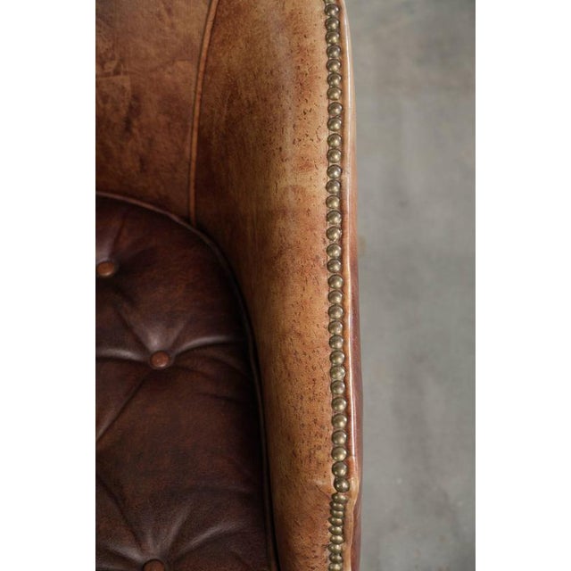Brown Desk Chair In Cognac-colored Cowhide Leather For Sale - Image 8 of 12