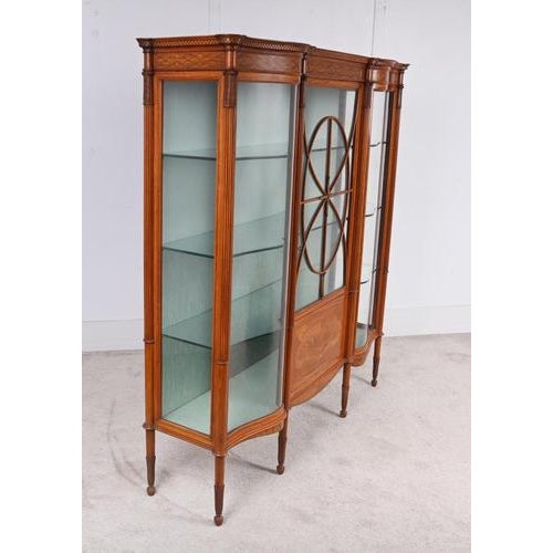 Victorian Satinwood Inlaid Display Cabinet, 1880s For Sale - Image 10 of 17