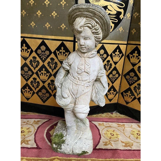 Gold Stone Childs Garden Statue For Sale - Image 8 of 8